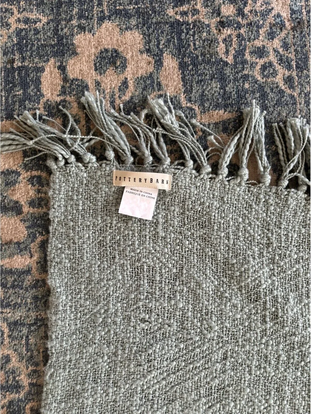 Pottery Barn Throw Blanket Sage Green Fringe Farmhouse 60x50 [COPY]